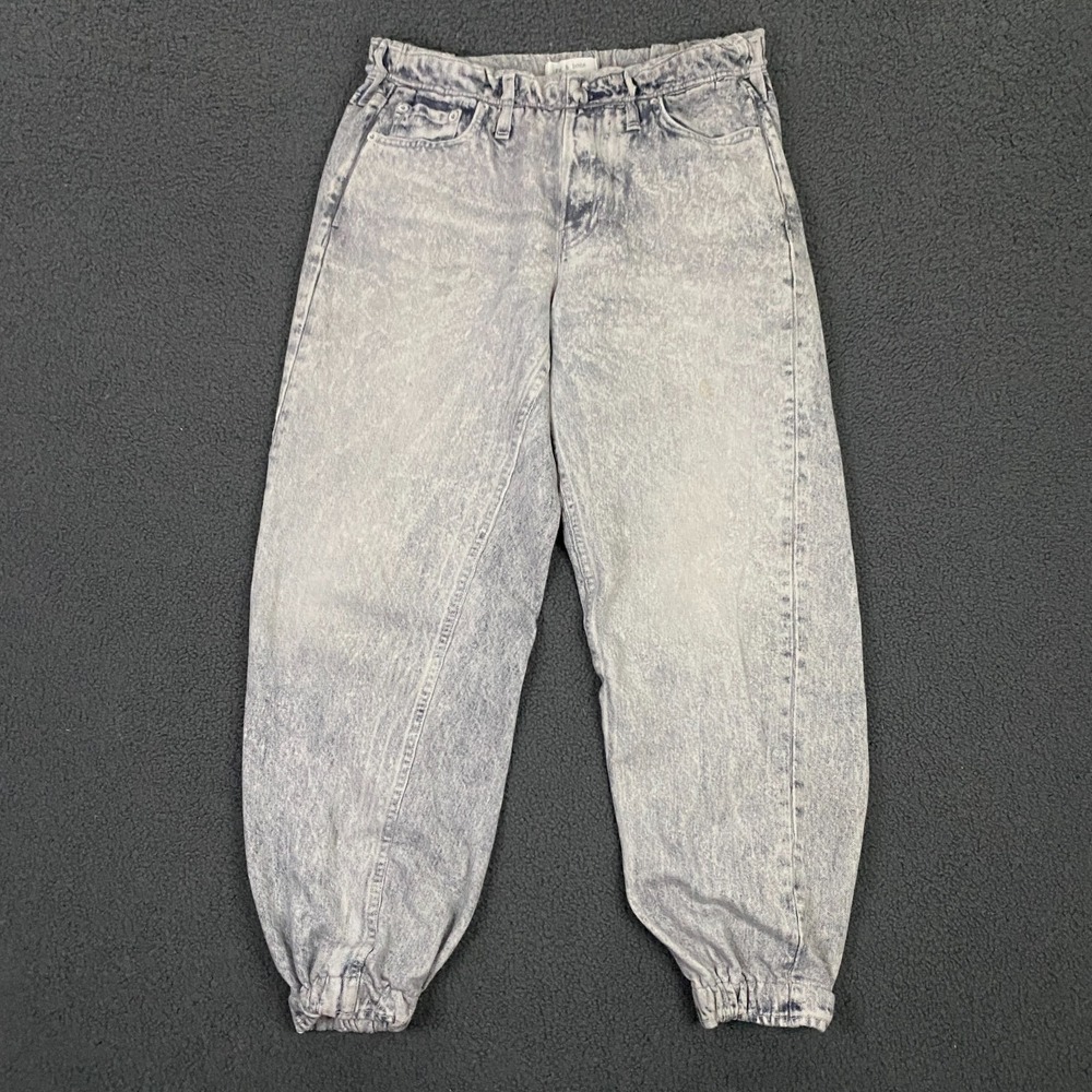 Rag and Bone Miramar Jogger Pants Size Medium Gray Faux Printed Denim Sweatpants
